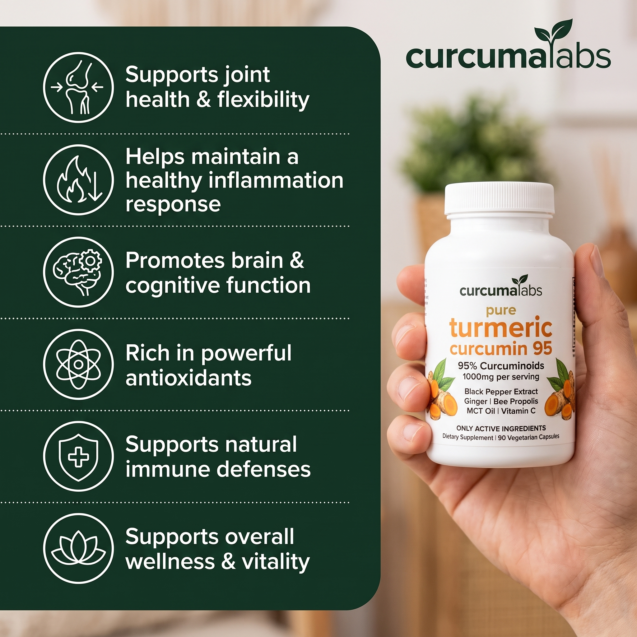 Turmeric Curcumin 1,000mg — 95% Curcuminoids + BioPerine®