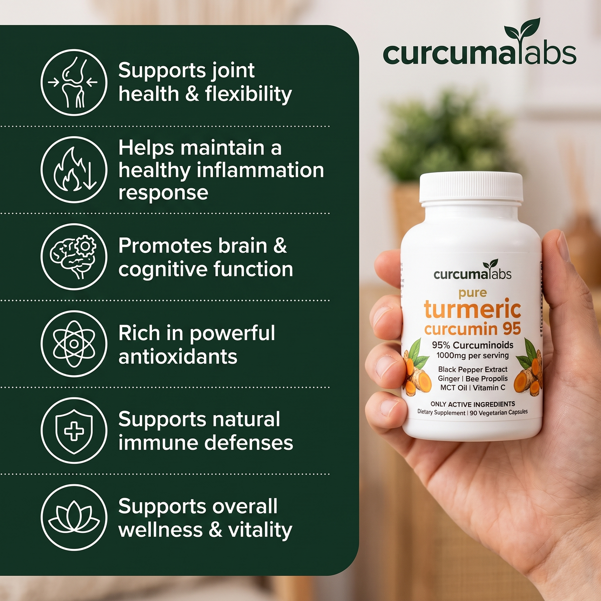 Turmeric Curcumin 1,000mg — 95% Curcuminoids + BioPerine®